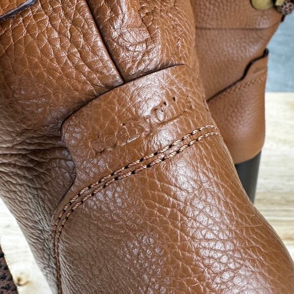 See By Chloe NWOB Lugg Sole Cognac Brown Leather Heeled Boots Size 37 (US 7) - Picture 7 of 10
